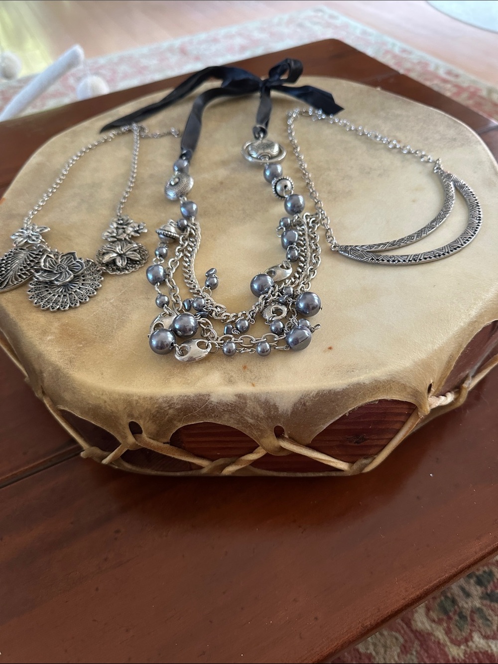 Silver-Tone Multi-Strand Pearl & Chain Necklace - Women Jewelry